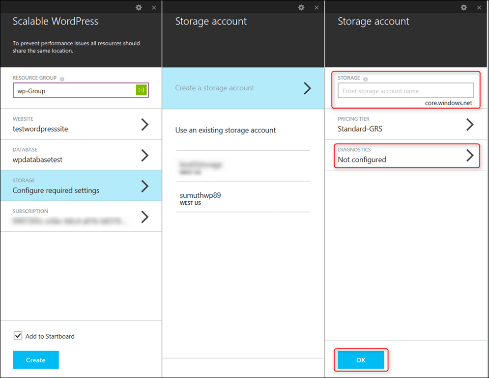 Changing Storage Configurations - Microsoft Azure WordPress